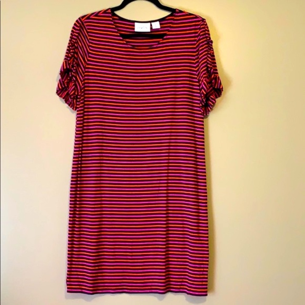 Heyton Striped Ruffle Sleeve Tee Dress